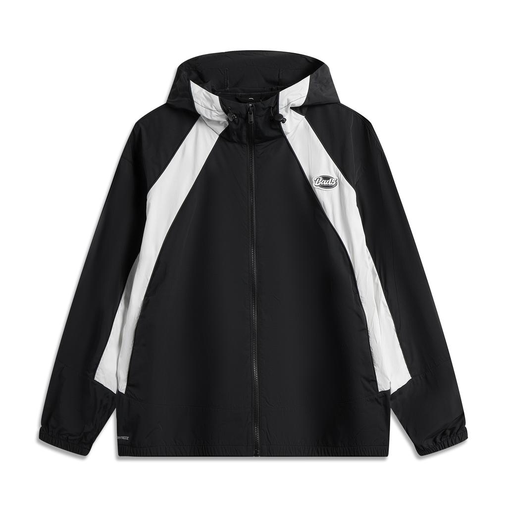 Li-Ning Badfive Spliced Letter Zipper Hoodie Casual Sports Jacket Men Jackets Black Off-White AFDV329-4