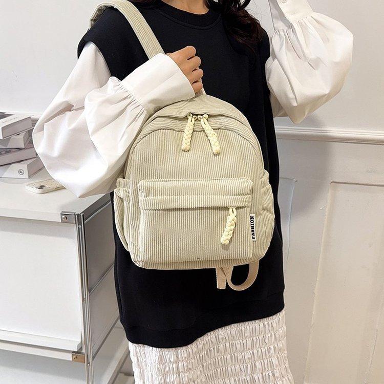 Schoolbag Hot-selling Velvet Backpack Women's Small 1011 New Fashion Corduroy Student Backpack Travel Small Backpack