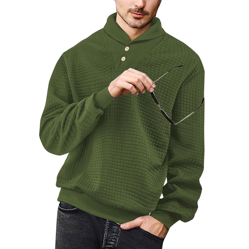 Men's Solid Color Lapel Plaid Sweatshirt Men's Casual Fashion Sweatshirt