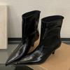 2025 Winter New Fashion Ankle Short Boots Women Pointed Toe Elegant Thin Low Heel Dress Ladies Pumps Shoes