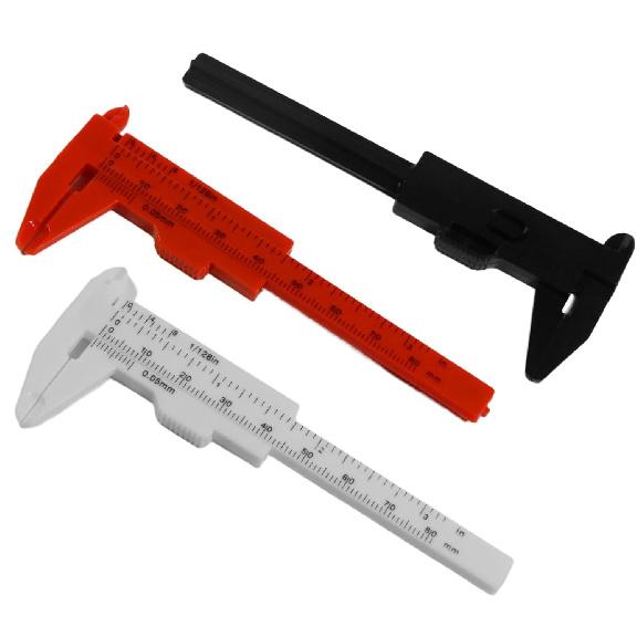 3Pcs Mini Plastic Vernier Caliper, 80mm Plastic Ruler Double Scale Sliding Gauge Measuring Tool for Inside Outside Step Depth, Portable 0-3