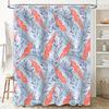 Blue Floral Leaf Shower Curtain Waterproof Bathroom Decor Home Accessories Customizable Size Modern Design Red Color
