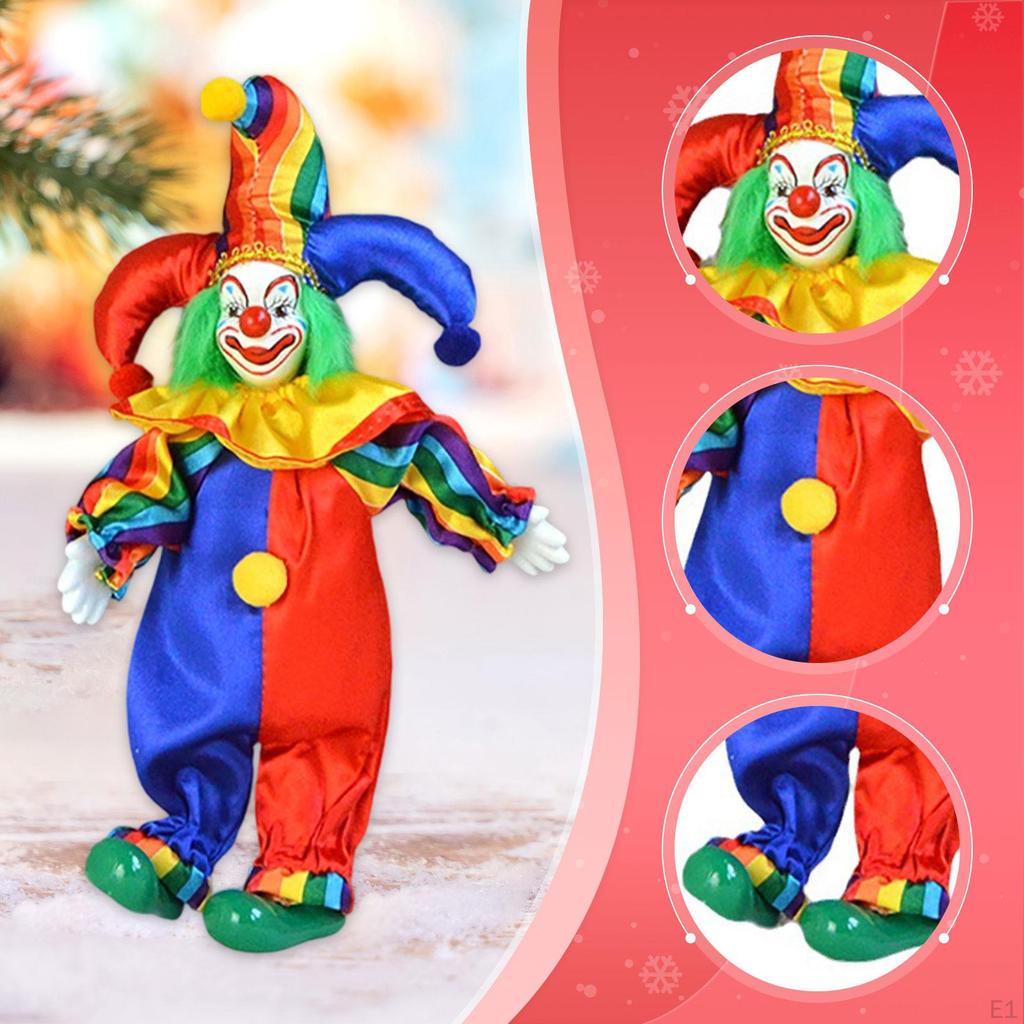 Clown Doll,Harlequin Doll,Desktop Decor,Smiling,Table Decoration Ceramic Kids Toys for Christmas