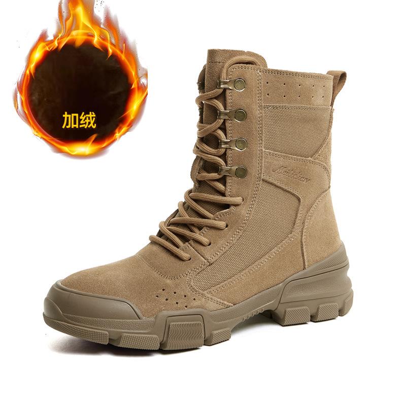 Fashion Work boots for women in spring 2025 new thick soled suede short boots for hiking and hiking casual boots