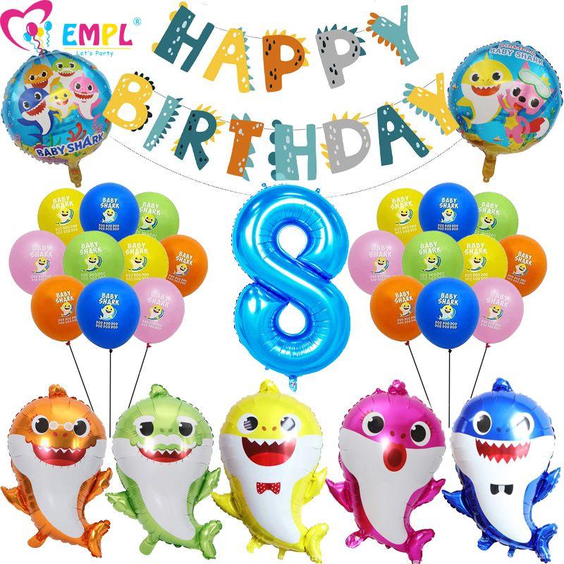 Ocean Shark Series Party Balloon Set Children's First Birthday Scene Decoration