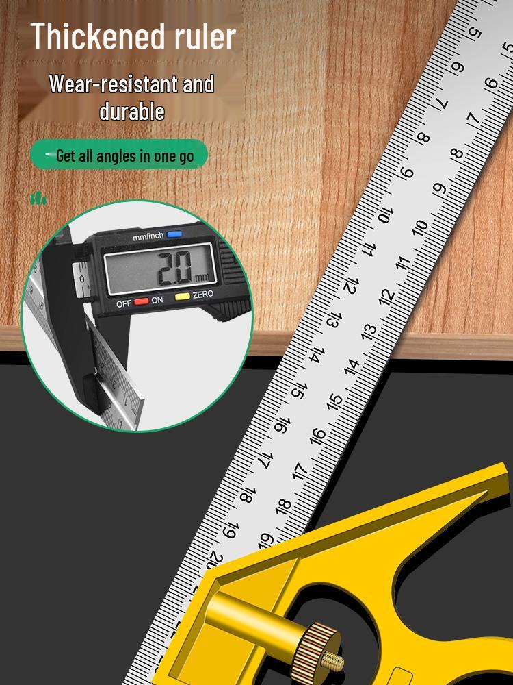 Multifunctional Stainless Steel 90° Angle Ruler for Woodworking