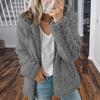 Warme Damen Sherpa Jacke mit Kapuze Fleece Mantel Freizeit Einfarbig Plüsch Reißverschluss Winddicht Herbst Winter Strickjacke
