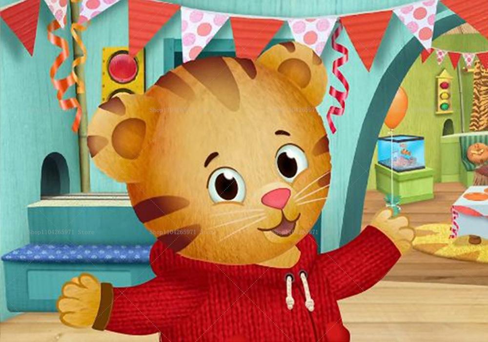 Sfondo Cartone Animato Daniel Tiger, Striscione con Tema Amici del Quartiere, Decorazione Festa Bambini, Sfondo Fotografico
