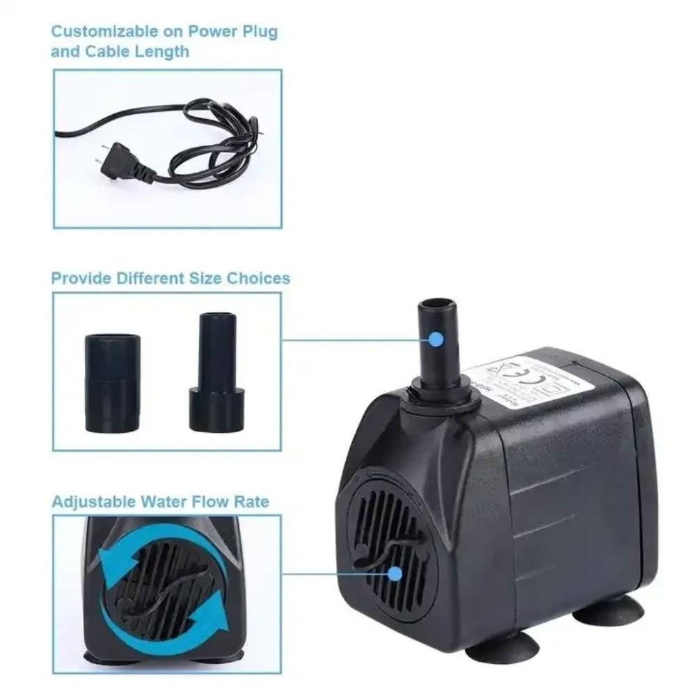 Black Fountain Pump Submersible Ponds Fountains Durable Submersible Water Pump  Fish Pond Aquarium