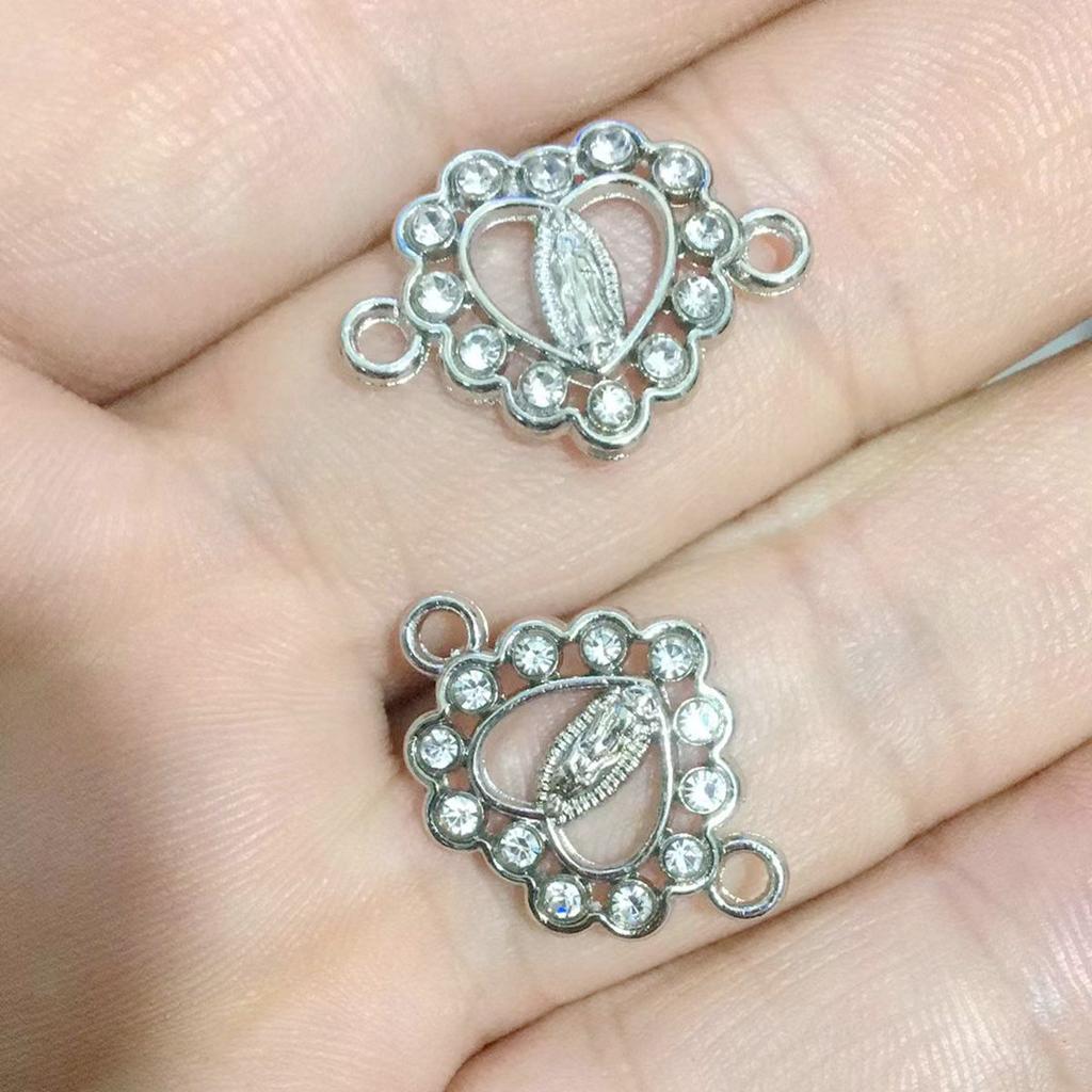 10Pcs Gold Plated Crystal Heart Virgin Charm Connector For Making Bracelet Diy Findings Jewelry Accessories Handmade Craft