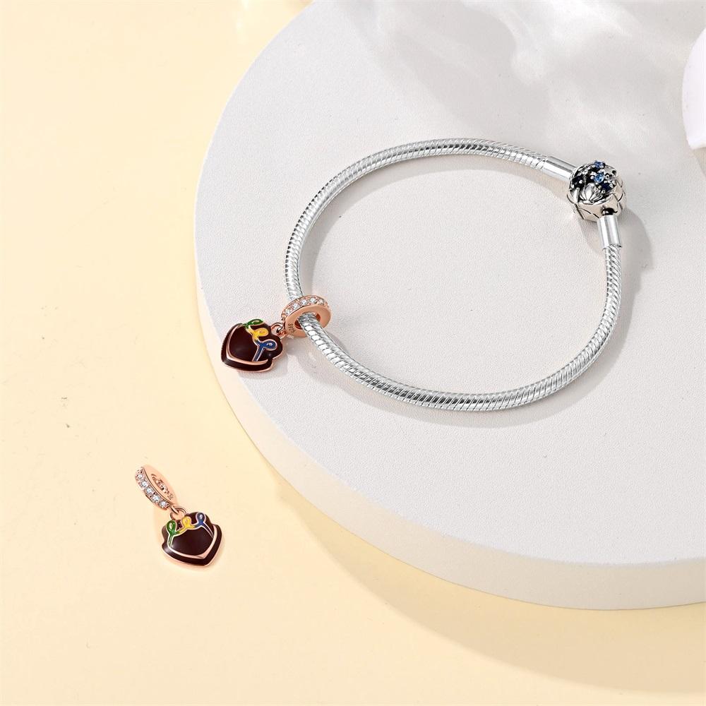 Charms Original Copper Chocolate Cake Pendant Beads Fit Bracelet Diy Fine Gift Women Delicate Jewelry Accessory