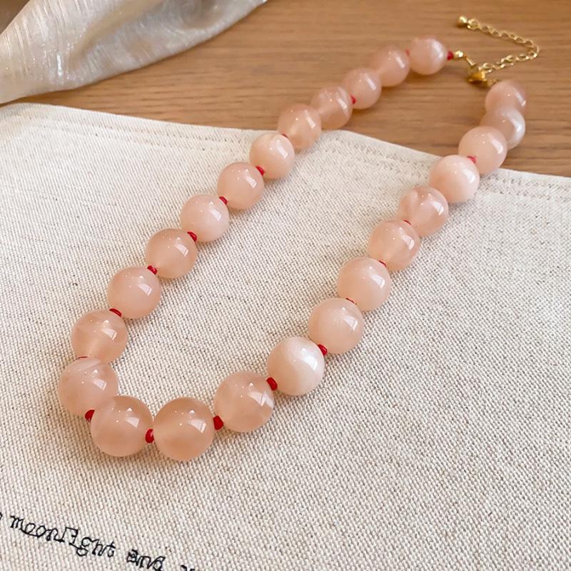 Elegant Summer Acrylic Beaded Necklace: Fashionable Round Clavicle Chain Jewelry