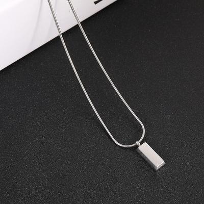 Creative Men Necklace Cool Geometric Necklace Titanium Clavicle Chain Boyfriend Gift Silver Color Bricks Punk Couple Necklace