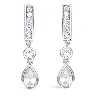 [L7431] - Silver Earrings 'Sissi' Silver White (rhodium-plated) - 25x5 Mm