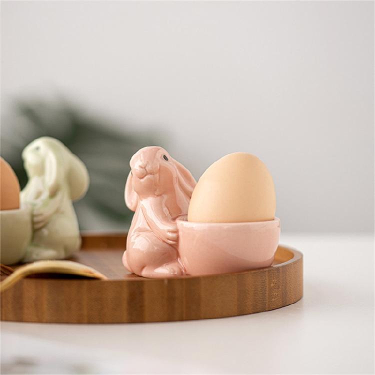 Compact Eggs Holder Rabbit Shape Household Eggs Holder Ceramic Eggs Tray