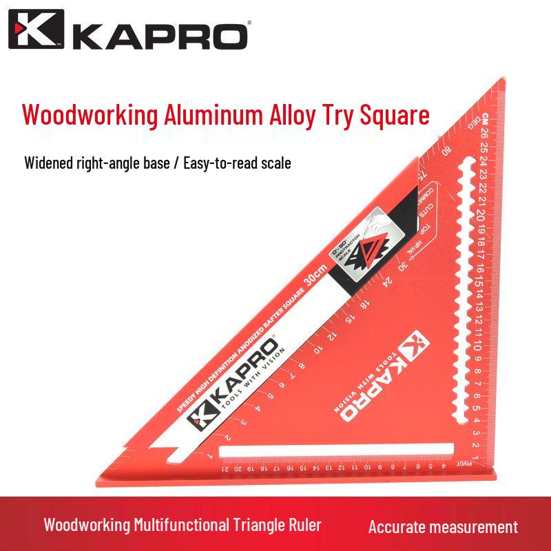 KAPRO 446 Aluminum Alloy Multi-functional 18cm Right Angle Triangle Ruler for Woodworking