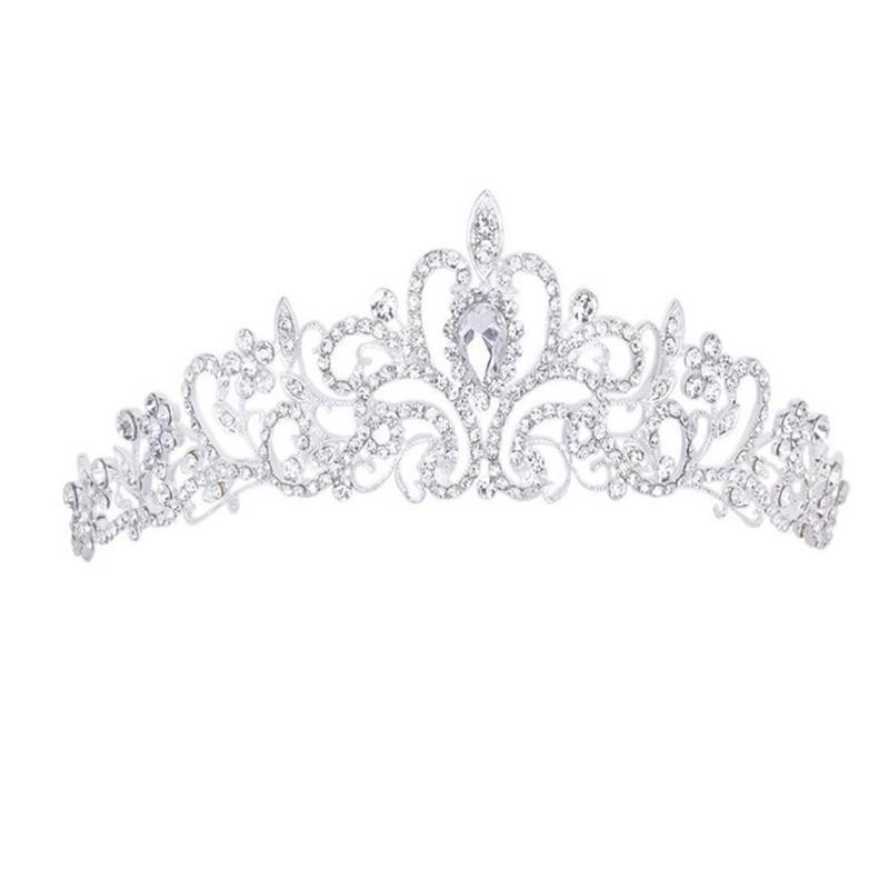 Women Girls Elegant Wedding Bride Crown Headwear Rhinestone Tiaras Cute Gift