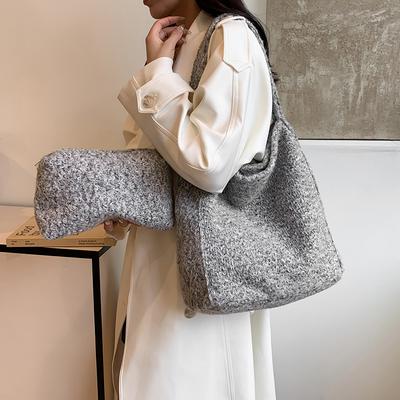 Lazy Wind High-capacity Mesh Bag for Women Autumn Bestseller Grey Fashion Compound Leisure Versatile Shoulder Bags