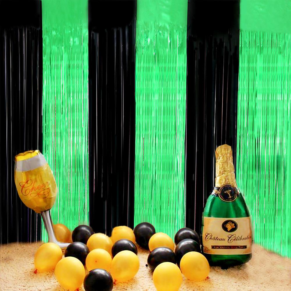 Vibrant Black And Green Rain Curtain For Stunning St. Patrick's Day Party Backdrops