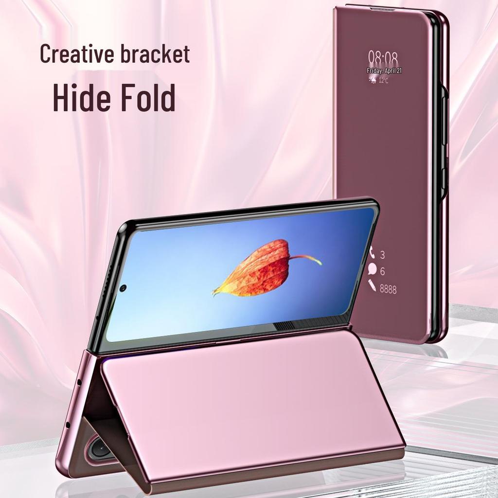 Samsung Z Fold7/6/5 Phone Case: Smart Flip Mirror, Full Coverage, Anti-Fall, Foldable Screen Protection.