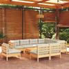 Vidaxl 10-Cz. Set da Giardino, Cuscini Crema, Pino