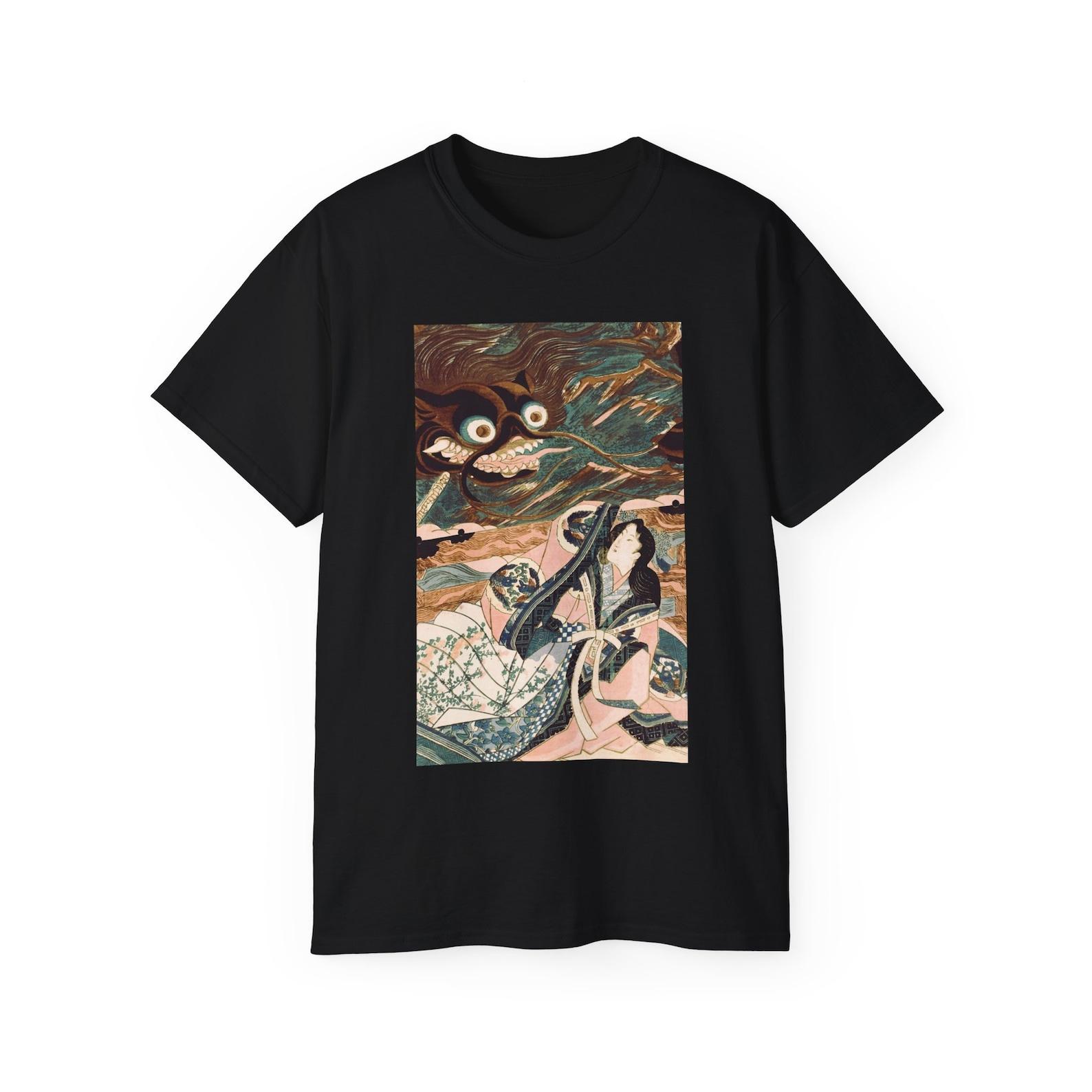 Vintage Japanese Dragon Woman Japan Art Unisex Cotton T shirt S