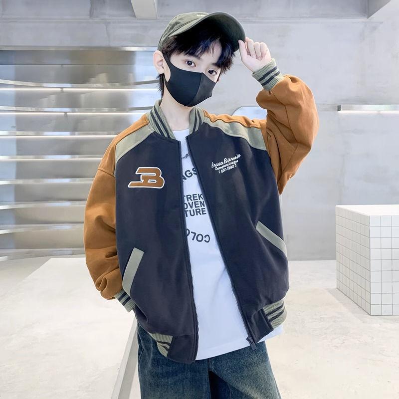 

Куртки для мальчиков, весенние и осенние модели, детские осенние топы, для больших мальчиков, бейсбольная форма для мальчиков, весенняя и осенняя одежда 120 кофейный