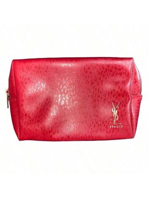 YSL Makeup Bag Storage Bag Toilet Bag Large Capacity Travel Portable Red 16 × 12 × 5cm