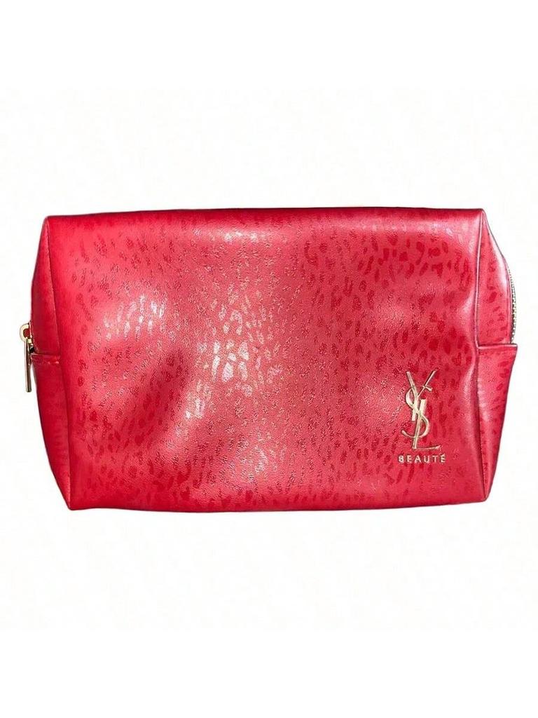 YSL Makeup Bag Storage Bag Toilet Bag Large Capacity Travel Portable Red 16 × 12 × 5cm