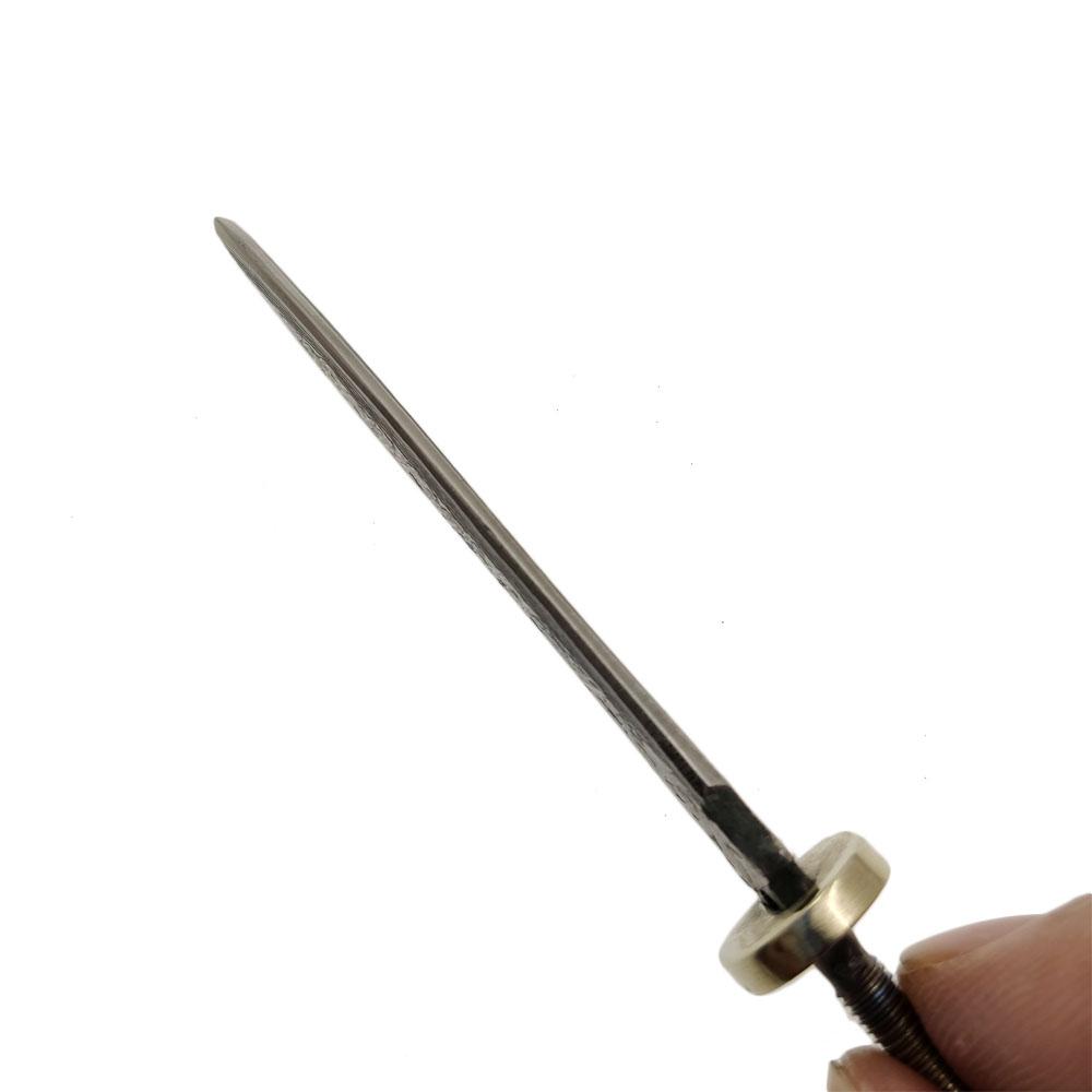 Dropship Real Damascus Steel Semi-finished DIY Tea Knife Blanks Mini Straight Knife Needle with Brass Fittings