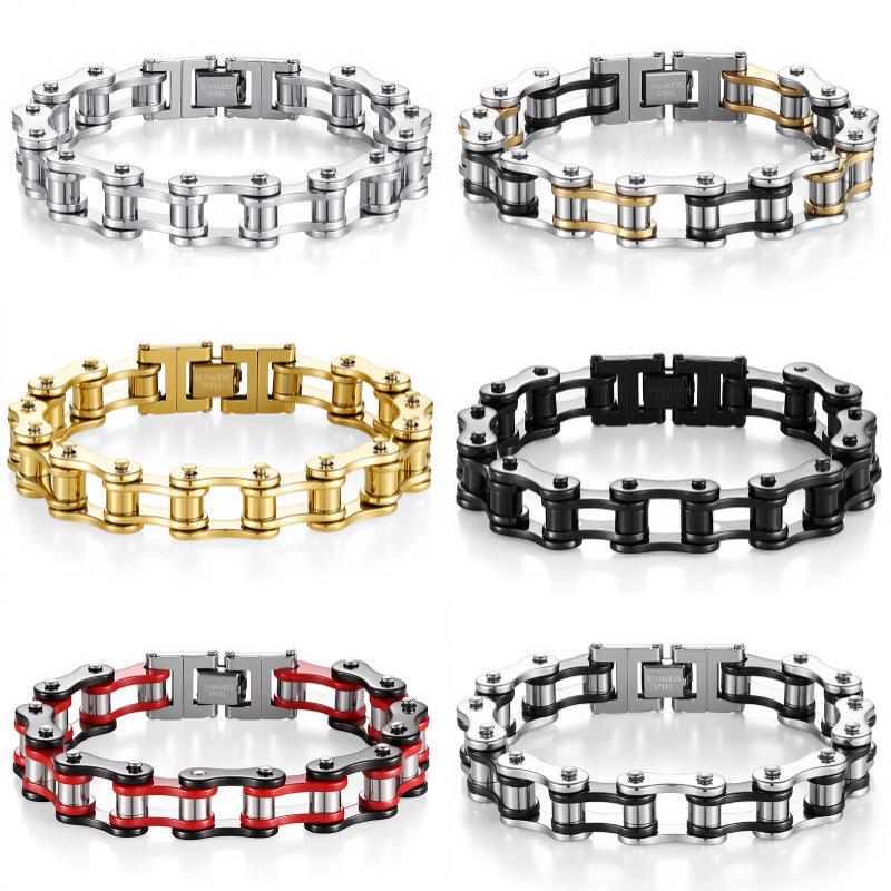 Handmade Titanium Steel Bicycle Chain Bracelet - Trendy Punk Style for Men & Women