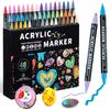 Dual-Tip Stackable Acrylic Markers - Quick-Drying Christmas Greeting Card Pens