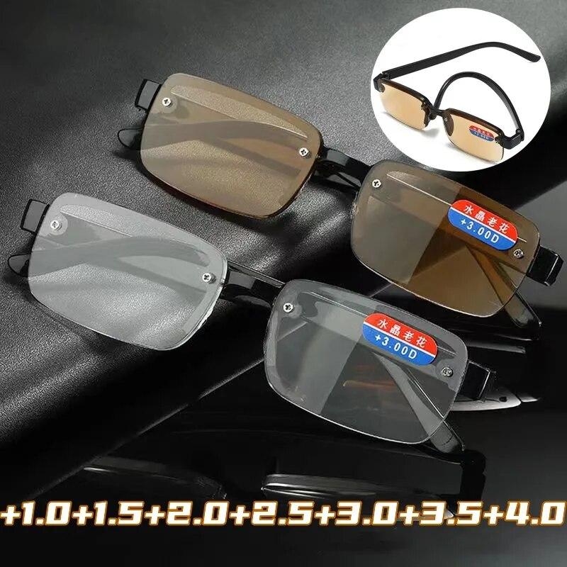 Trendy Mens Womens Reading Glasses Half Frame Square Presbyopia Eyewear Natural Stone Original Business Eyeglasses