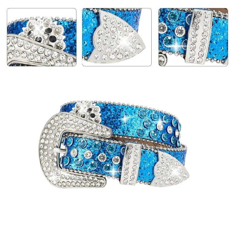 Rhinestones Sequined Belt for Adult Teens Street Wear Waistband for Pants Blingbling Waiststrap Rocker Waist Ornament