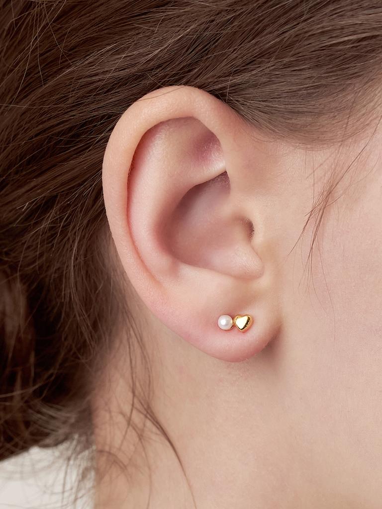 Engbrox [Silver925] Buddy Heart Pearl Earring