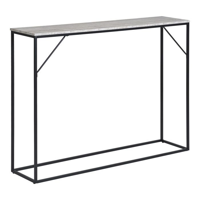 Console 110x26x80 Cm Grey Marble Effect and Metal - VITEA