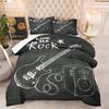 3D Classical Guitar Electric Guitar Bedding Set Punk Rock Music Duvet Cover Set Quilt Cover Queen Size For Kids Boys Young Man