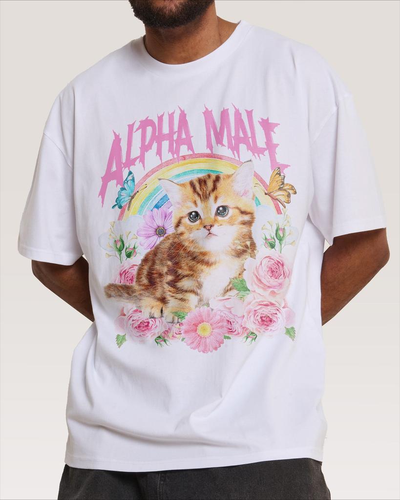 Tričko Alpha Male Kitten Unisex Vtipné Roztomilé Kočičí Grafické Tričko Duha Květinové Streetwear Krátký Rukáv Ležérní Oversized Top
