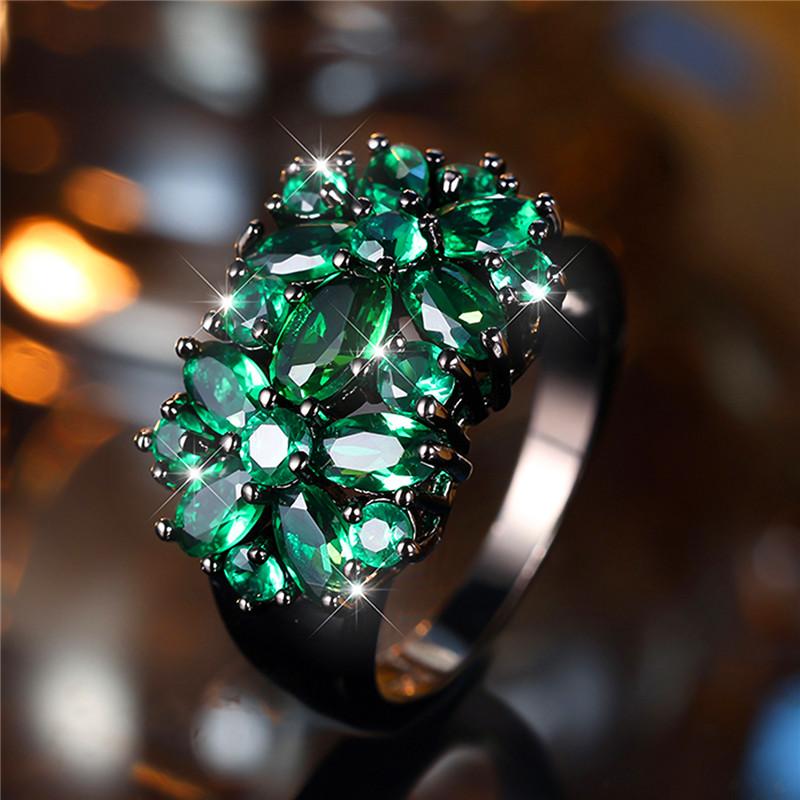 

Luxury Female Green Zircon Stone Engagement Ring Trendy Black Gold Color Bride Wedding Jewelry Gift For Women 10