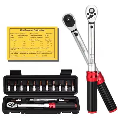 Zmart Jeu de 15 clés dynamométriques pour vélo, 14 pouces, bidirectionnelles, hexagonales, clé à douille, kit de réparation professionnel pour vélo, 2-24 Nm
