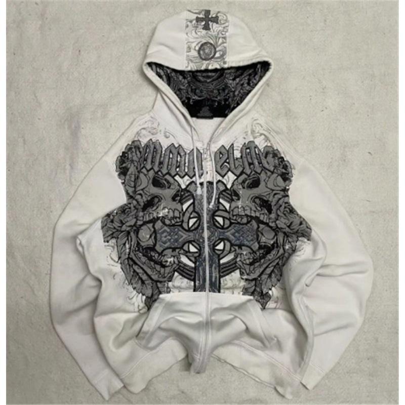 Unisex Dark Gothic Punk Graphic Print Pullover Hoodie Long Sleeve Loose Streetwear Sweatshirt For Men Women