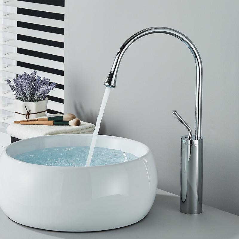 Modern Basin Faucet Brushed Gold Black Silver Faucet Deck Mounted 360 Rotation Basin Sink Tap Mixer Hot & Cold Brass Tap
