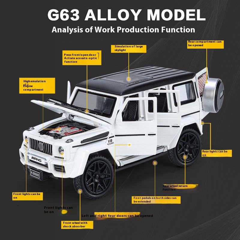 1/32 Alloy Benz G63 Model Car, Simulated Sound and Light, Strong Return Force, Simulated Large Skylight, Christmas/birthday Gift