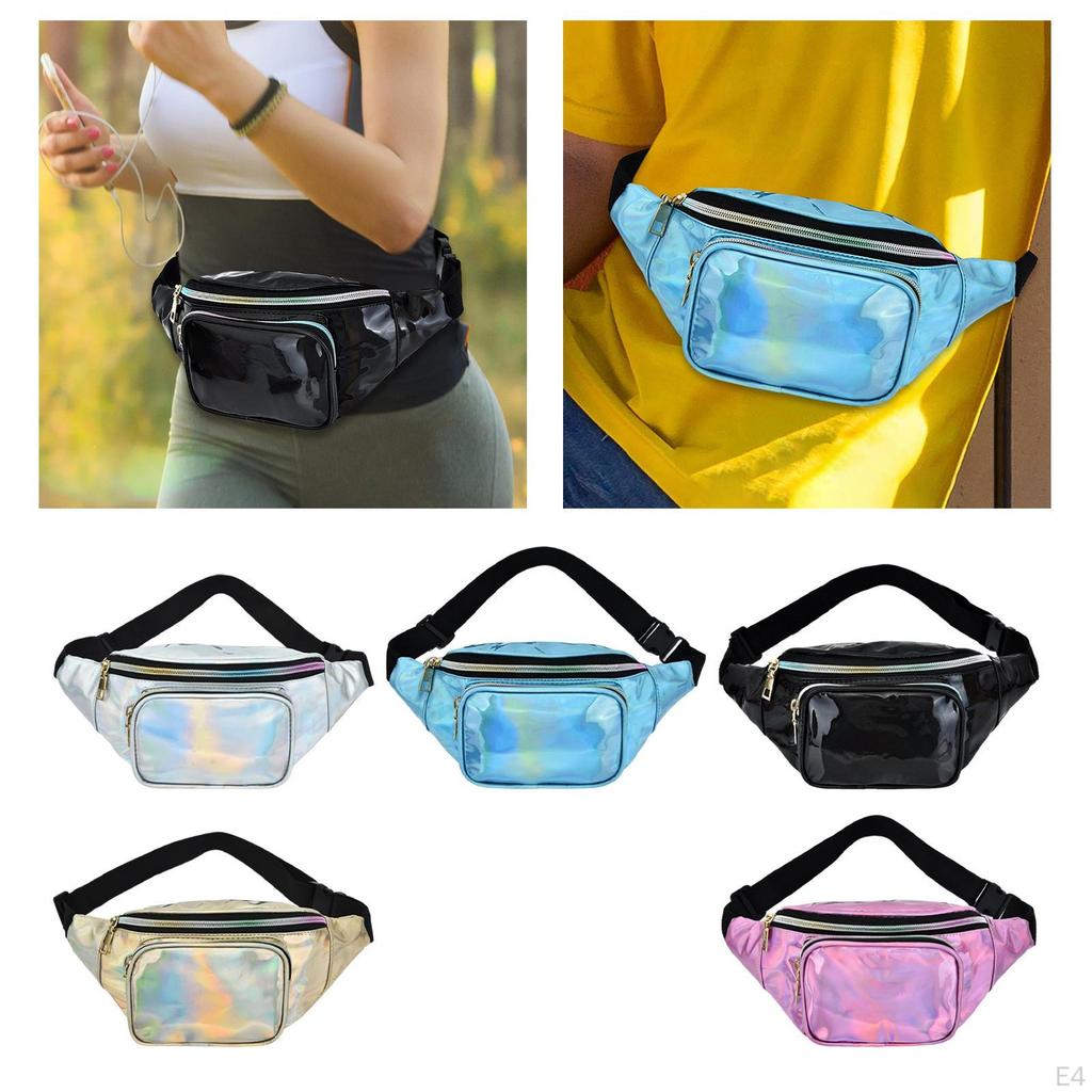 Waist Carry ,with Adjustable Strap, Resistant Shiny Chest Pocket Holographic for Cycling Women