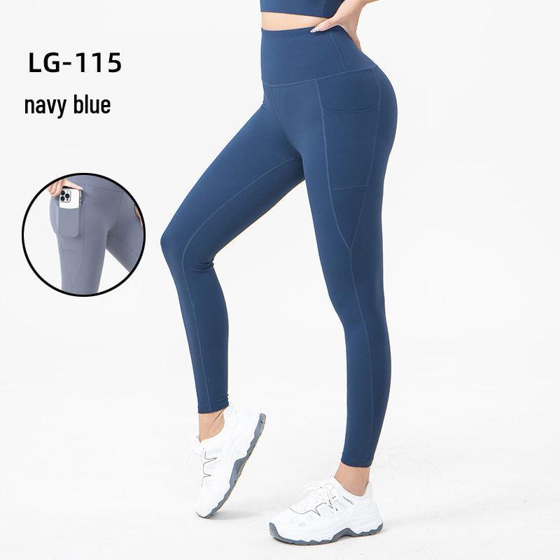 

High-Waist Women s Quick-Dry Yoga Pants with Hip-Lift & Cross-Pocket Design for Running and Outdoor Activities S