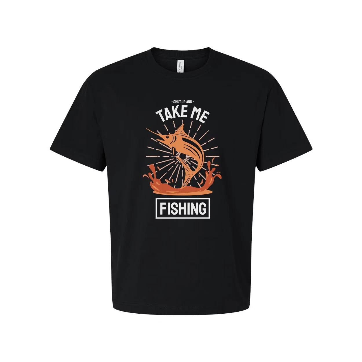 Shut Up And Take Me Fishing Unisex Graphic Tee With Jumping Marlin And Ocean Spl 3XL