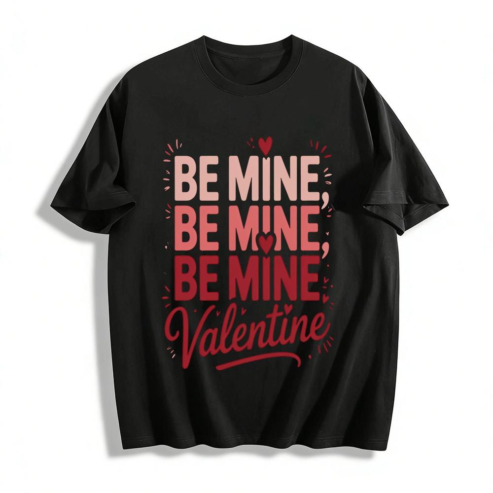 

Be Mine Valentine Gradient Print Casual Crew Neck Tee Pure cotton T-shirt XXS