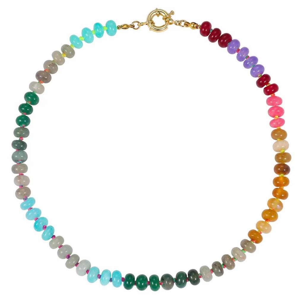 Handmade High-End Beaded Necklace: Versatile, No-Fade Natural Stone Design for Women