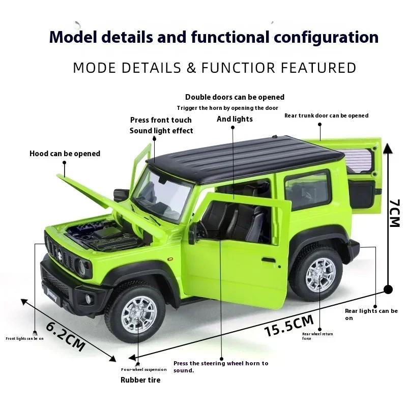 1:24 Suzuki Jimny SUV Tout-Terrain Modèle Réduit en Alliage Métal Moulé Sous Pression Véhicule Son & Lumière Collection Présentoir Hobby Décoration Cadeaux Pour Garçon