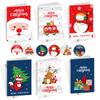 6pcs Merry Christmas Greeting Cards with Envelopes Stickers Folding Type Cartoon Print Gift Cards Christmas Decoration Supplies